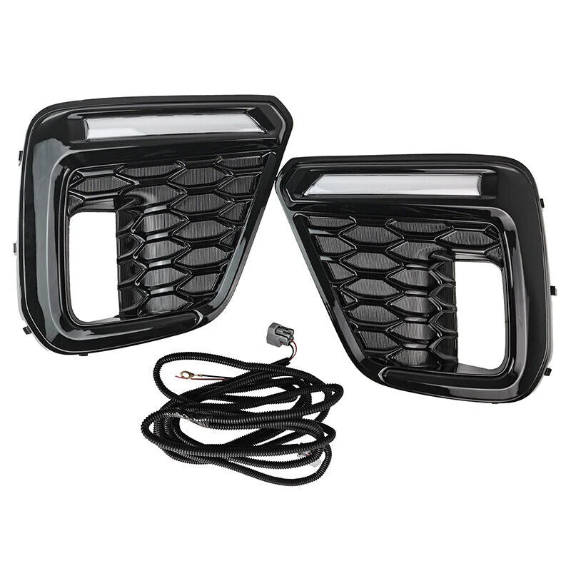 Glossy Black Front Upper Grille Grille & DRL Turn Signal Fog Lights for Subaru Forester 2019-2021 - Image 6