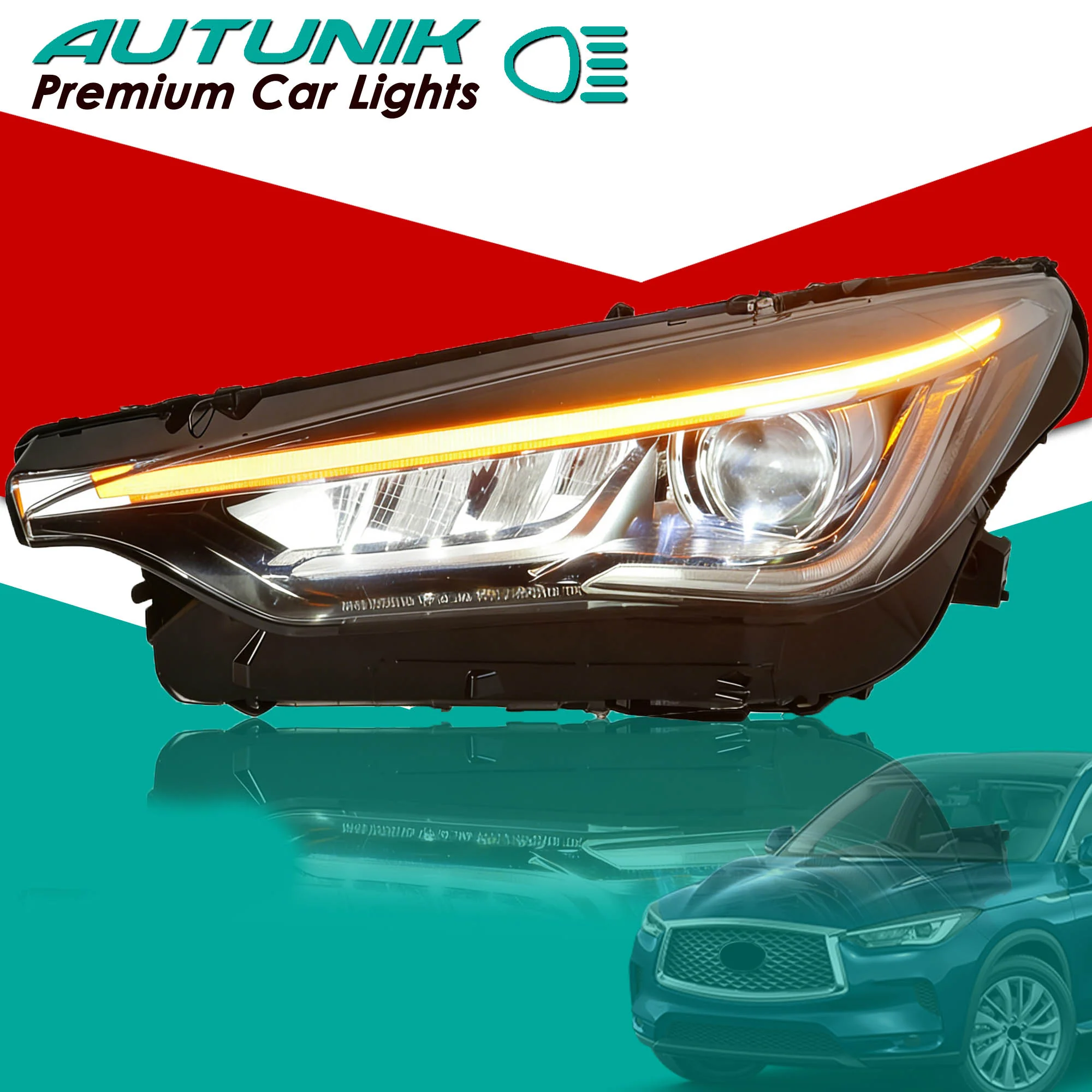For 2019-2021 Infiniti QX50 2022 QX55 w/o AFS Projector Headlight Passenger Side
