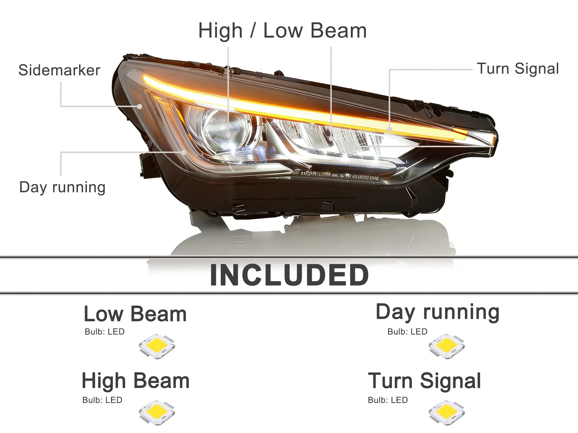For 2019-2021 Infiniti QX50 2022 QX55 w/o AFS Projector Headlight Passenger Side - Image 11