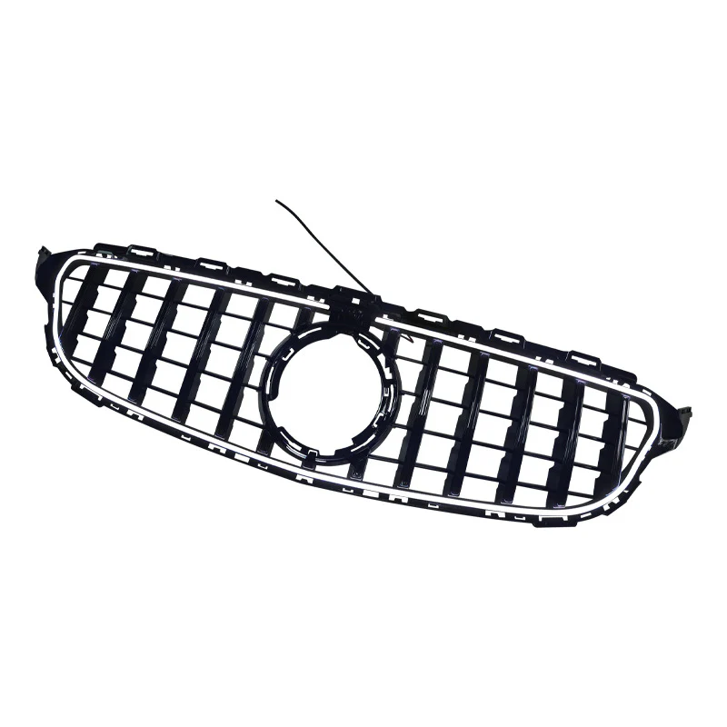 For 2019-2021 Mercedes Benz C-Class W205 Gloss Black Front Bumper Grille W/LED Lamp GT Grill Luminous - Image 3