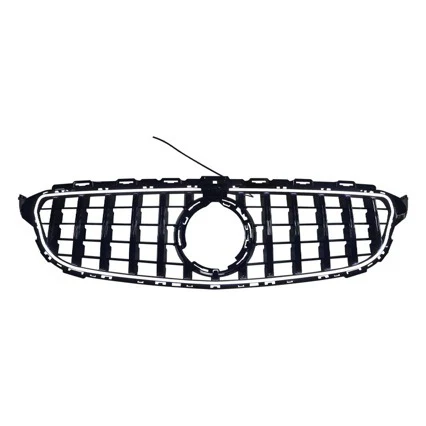 For 2019-2021 Mercedes Benz C-Class W205 Gloss Black Front Bumper Grille W/LED Lamp GT Grill Luminous - Image 4