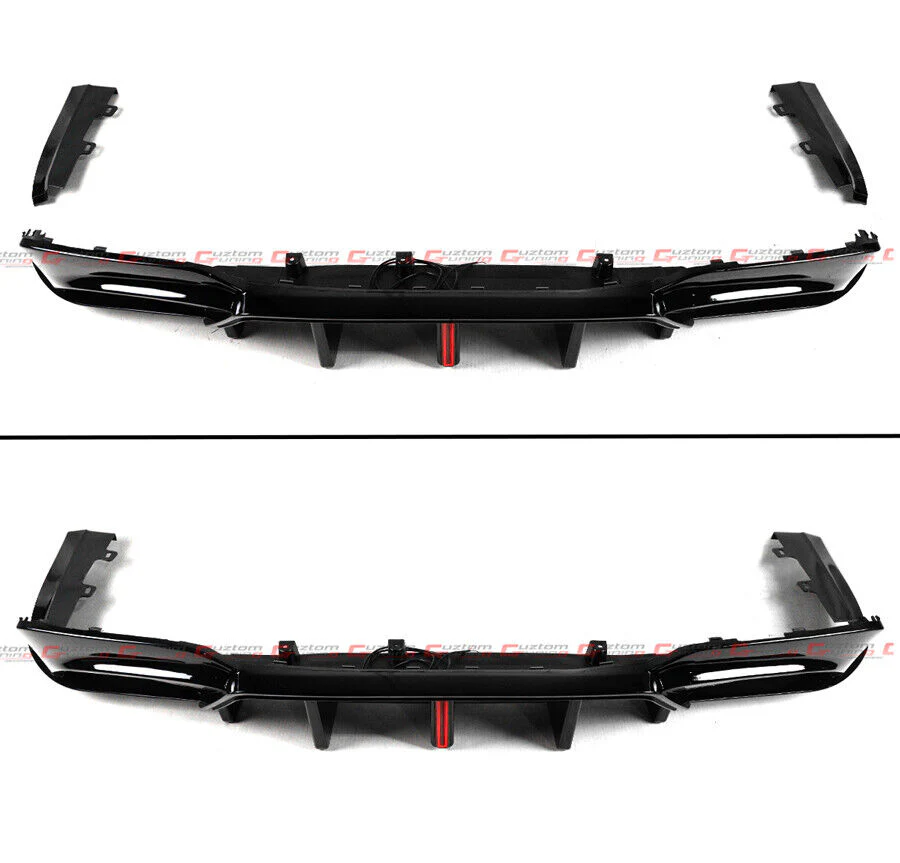 For 2019-2022 BMW G20 3 Series 330i M340i VT Style Gloss Black Rear Diffuser Vertical LED Light - Image 2