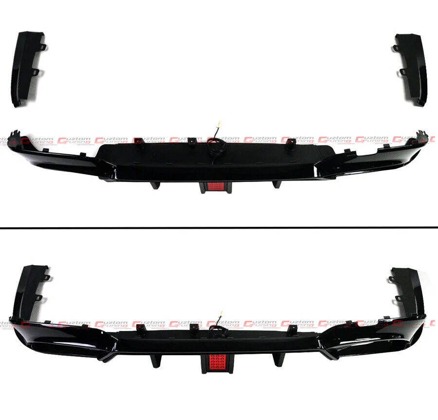 For 2019-2022 BMW G20 3-Series 3330i M-Sport CMS Style Gloss Black Rear Diffuser w/ LED Light - Image 2