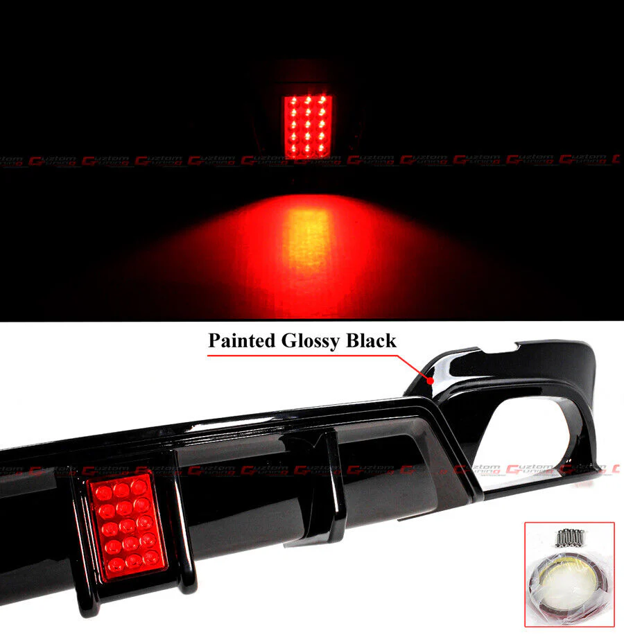 For 2019-2022 BMW G20 3-Series 3330i M-Sport CMS Style Gloss Black Rear Diffuser w/ LED Light - Image 4