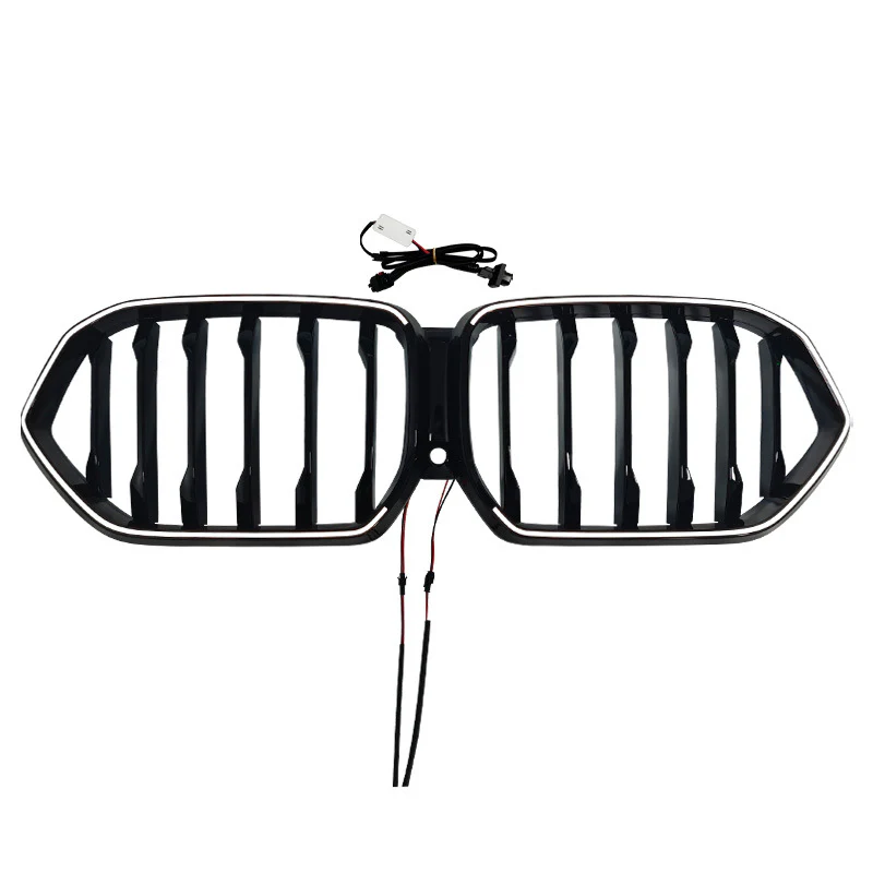 For 2019-2023 BMW X6 G06 Front LED Grille LED Bumper Kidney Grill Gloss Black Single Dual - Image 2