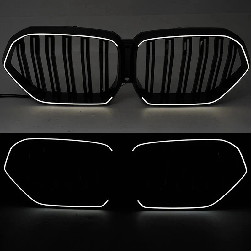 For 2019-2023 BMW X6 G06 Front LED Grille LED Bumper Kidney Grill Gloss Black - Image 3