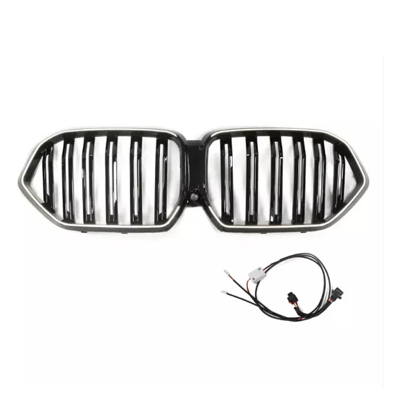 For 2019-2023 BMW X6 G06 Front LED Grille LED Bumper Kidney Grill Gloss Black - Image 7