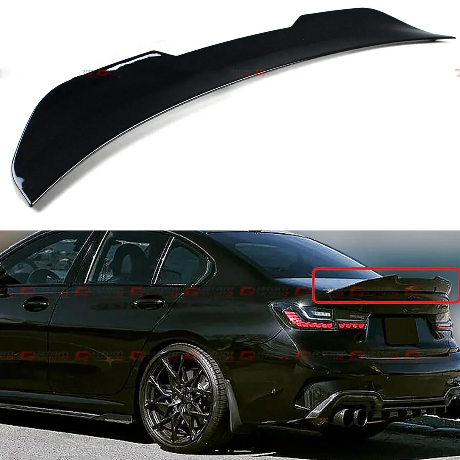 For 2019-2025 BMW G20 330i G80 M3 Highkick Gloss Black Rear Trunk Spoiler Wing