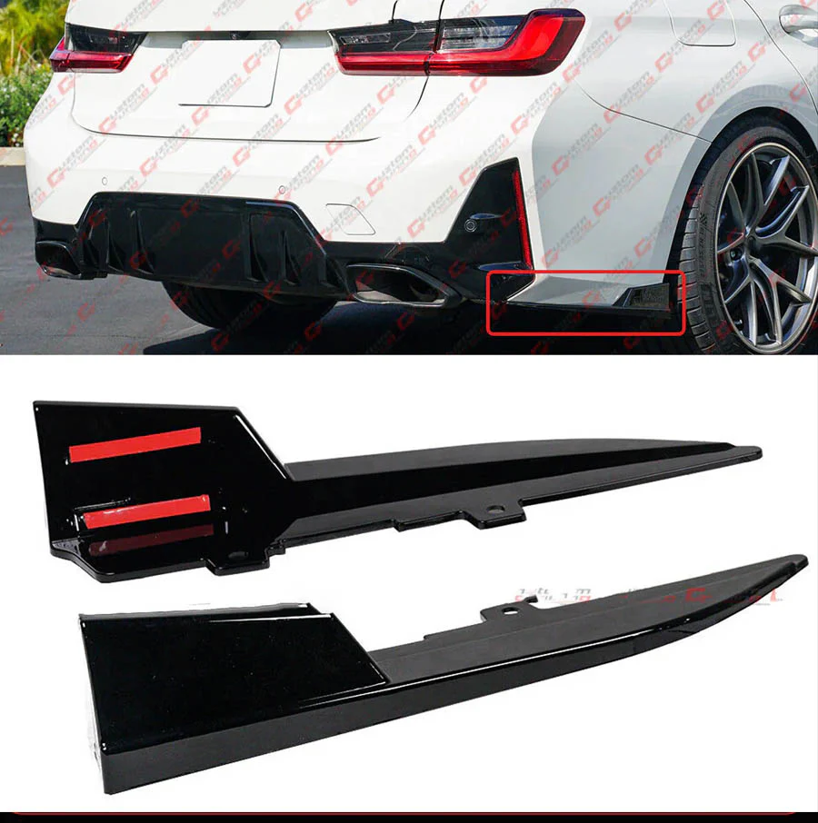For 2019-2025 BMW G20 330i M340i M Sport Gloss Black Rear Bumper Winglet Extension