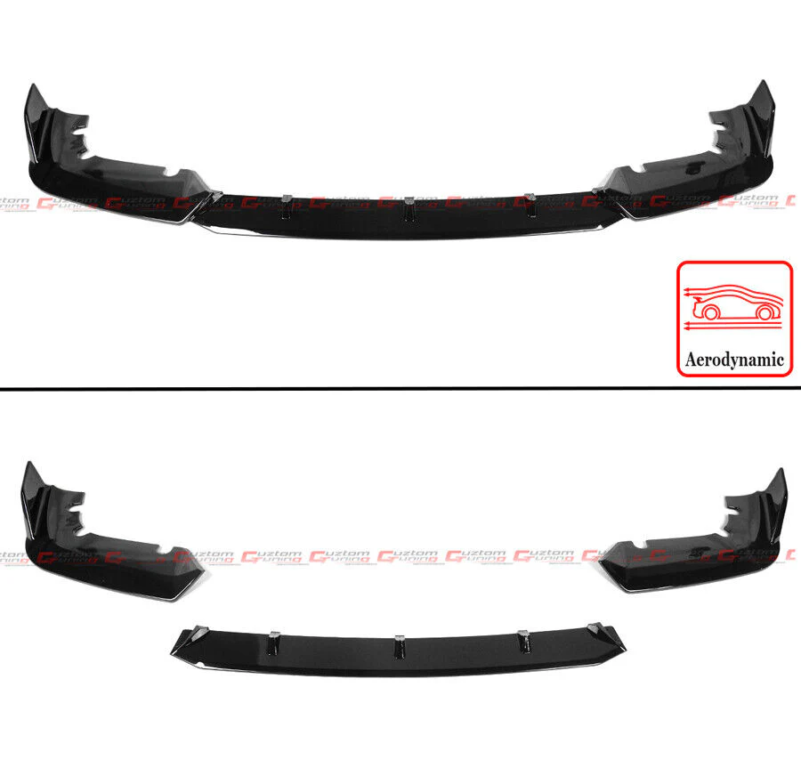For 2020-2023 BMW F95 X5M Pre-LCI R Style Gloss Black Front Bumper Lip Splitter - Image 2