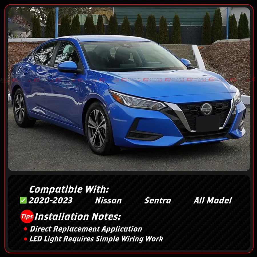For 2020-2023 Nissan Sentra Front Bumper Bezel Cover Dual Color Sequential LED DRL - Image 3