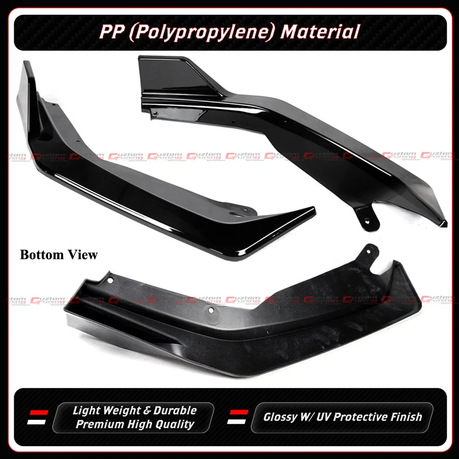 For 2020-2023 Nissan Sentra V2 Gloss Black Front Bumper Lip Splitter W/ Lower Grill - Image 4