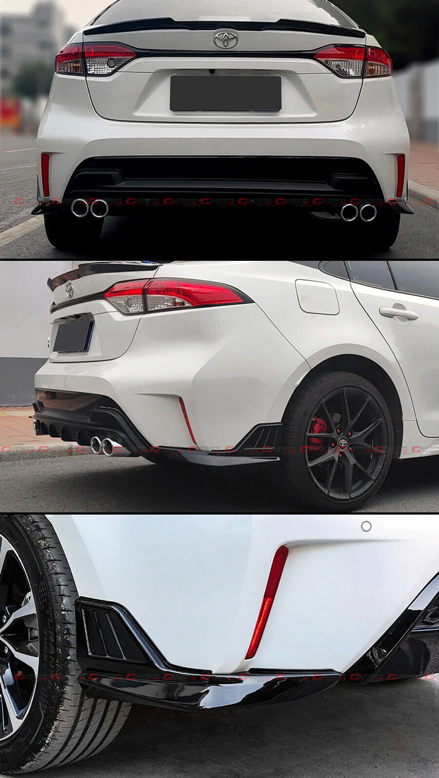 For 2020-2026 Toyota Corolla LE XLE SE XSE Sedan Gloss Black Rear Bumper Corner Apron Spats - Image 3