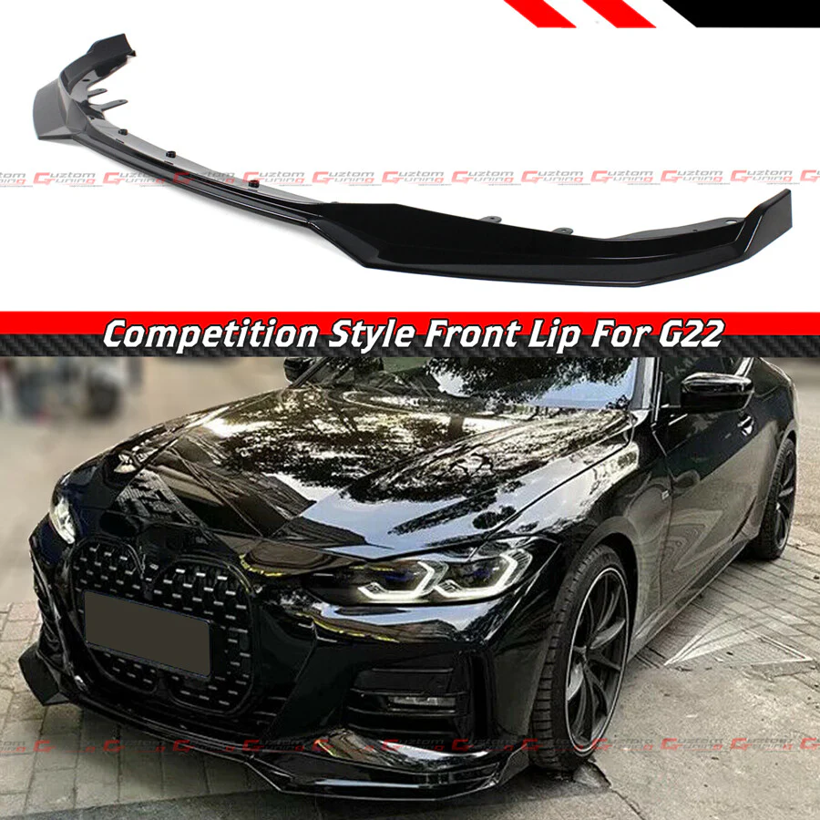 For 2020-2025 BMW G22 G23 4 Series M-Sport Gloss Black Front Bumper Lip Spoiler Splitter
