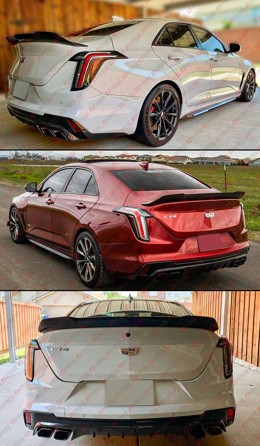 For 2020-2025 Cadillac CT4 V Blackwing Style Gloss Black Highkick Rear Trunk Spoiler Wing - Image 4