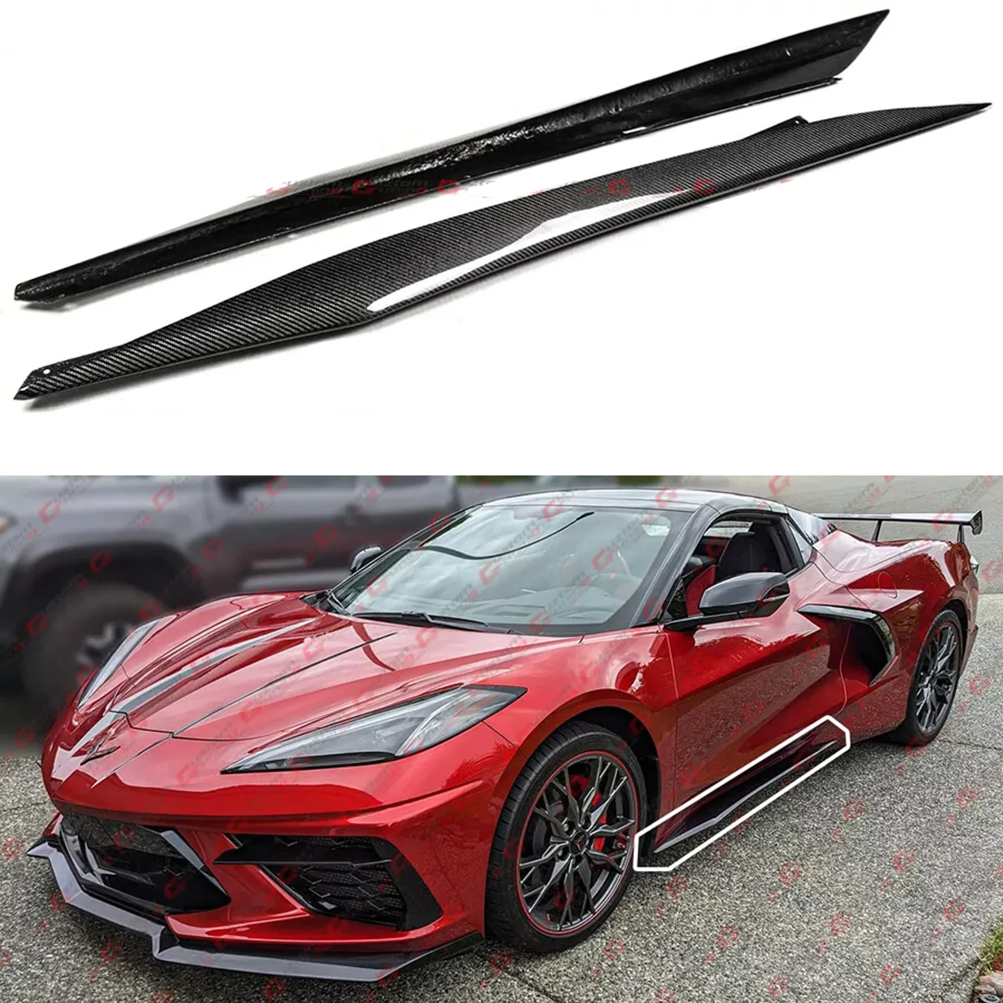For 2020-2025 Corvette C8 Stingray Carbon Fiber Z06 Style Side Rocker Extension