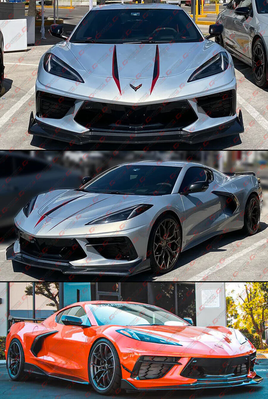 For 2020-2025 Corvette C8 Z51 Stingray Coupe ConvertibleReal Carbon Fiber Front Bumper Lip Splitter - Image 5