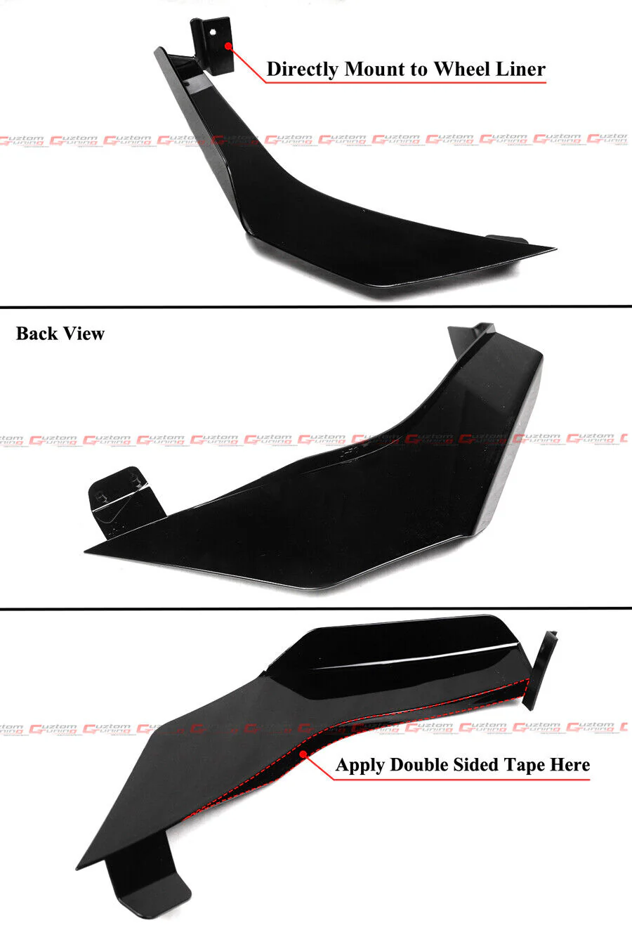 For 2020-2025 Corvette C8 Z51 Z07 Stingray Coupe Convertible Canard Style Gloss Black Front Bumper Lip Splitter - Image 5