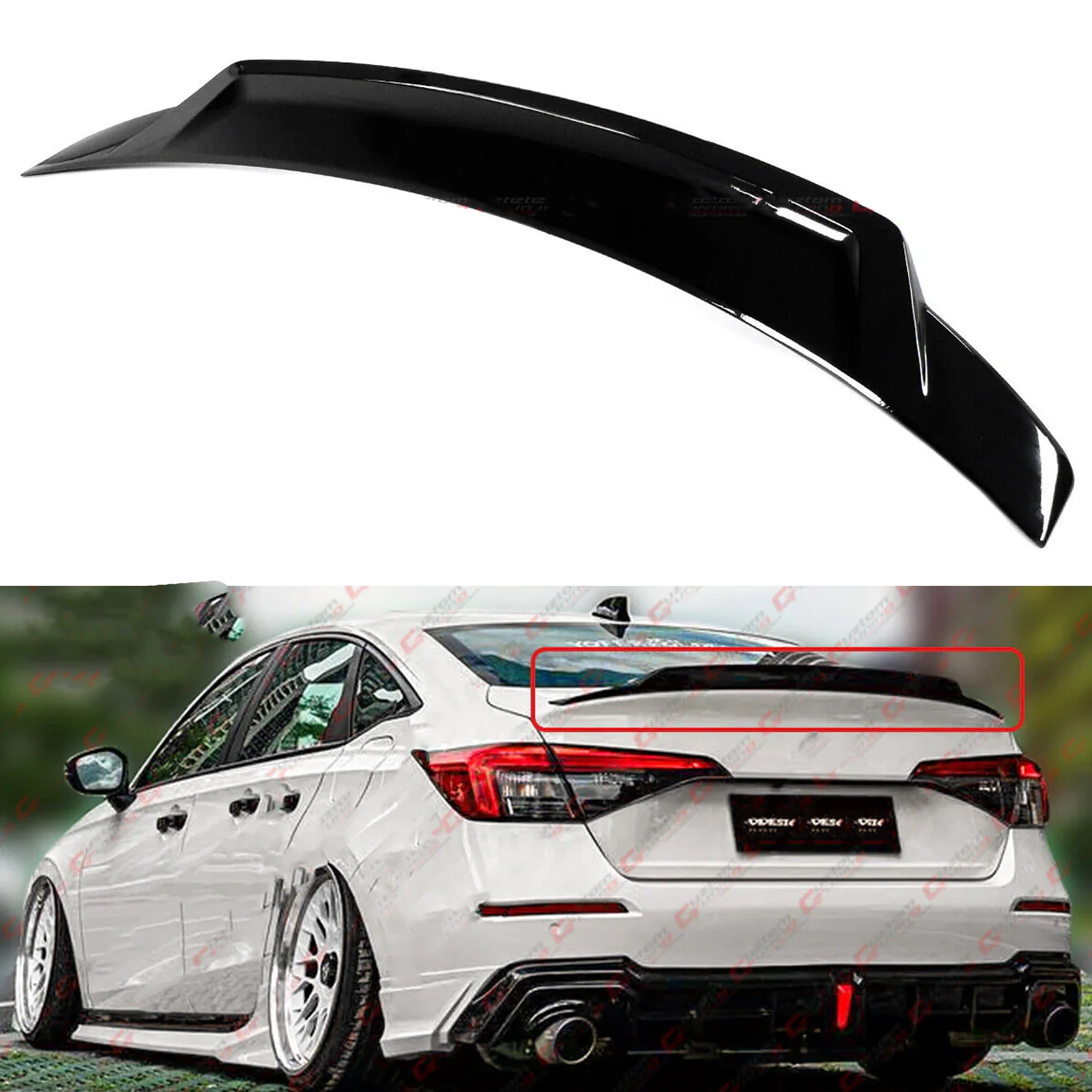 For 2022-2026 Honda Civic Sedan Gloss Black HighKick Duckbill Trunk Spoiler