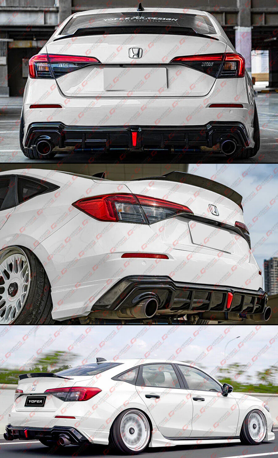 For 2022-2026 Honda Civic Sedan Gloss Black HighKick Duckbill Trunk Spoiler - Image 5