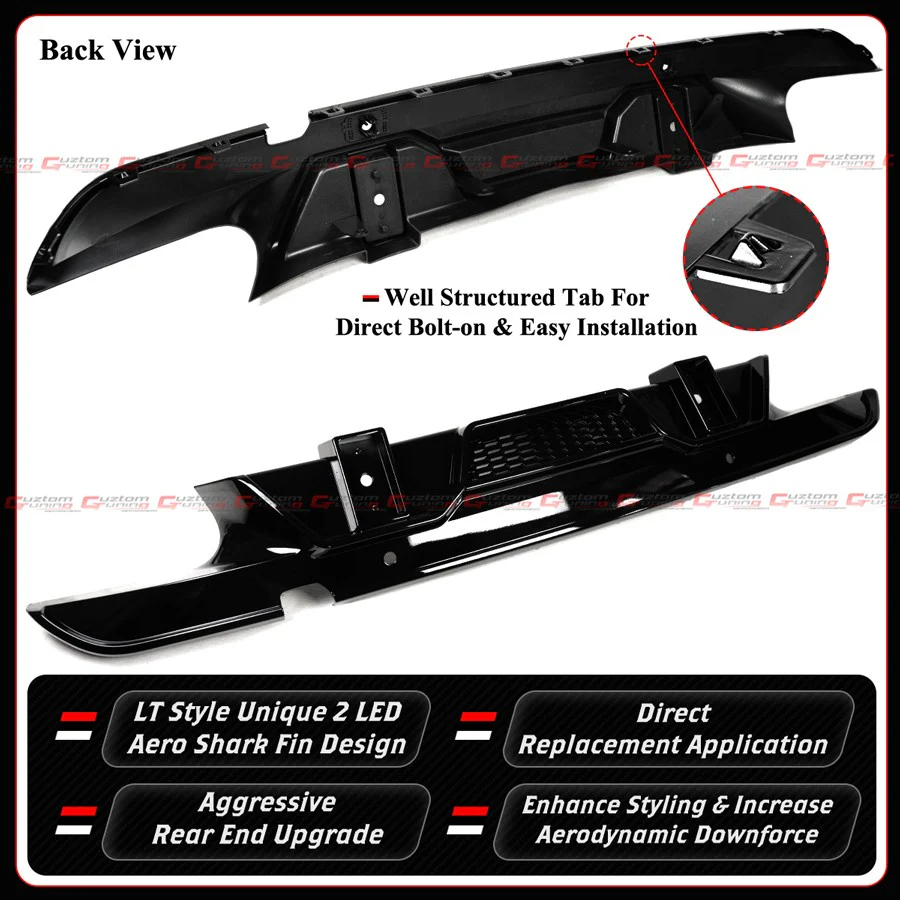 For 2020-2026 BMW F95 X5M F96 X6M LT Style Gloss Black Dual LED Rear Bumper Diffuser - Image 3