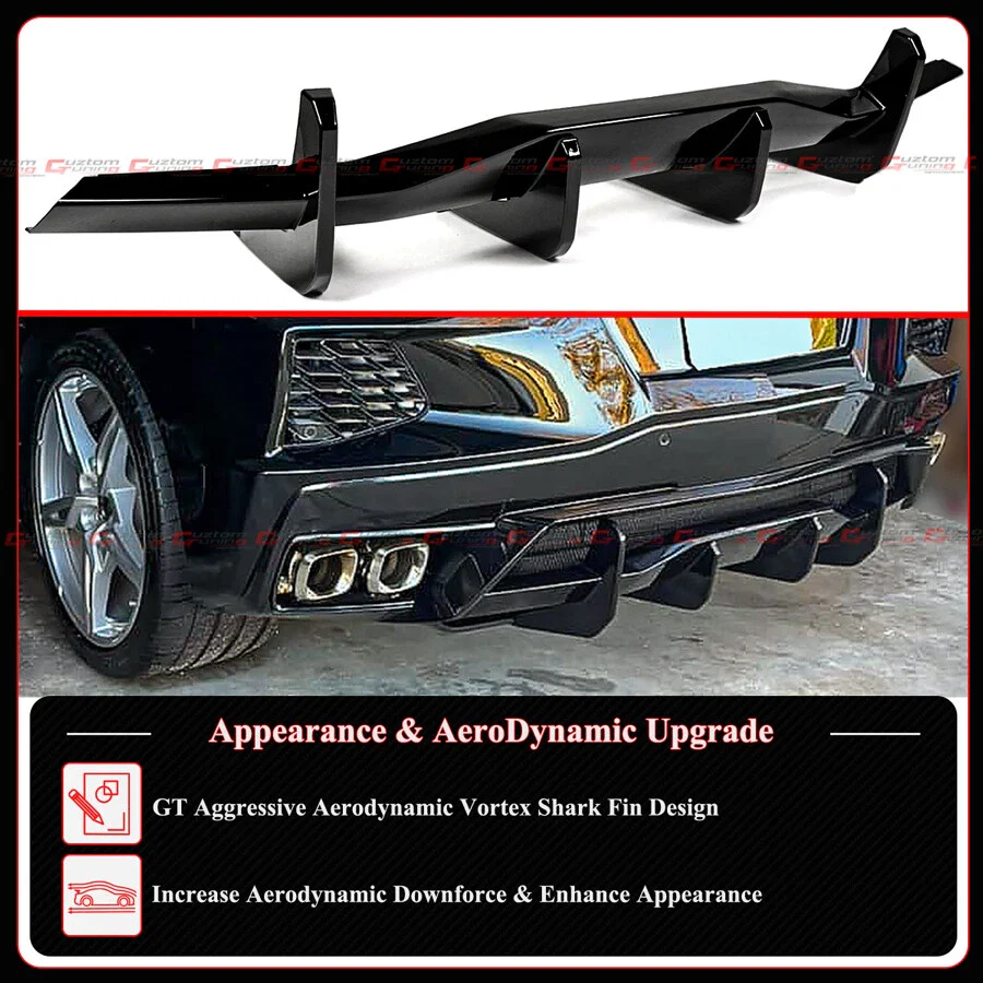 For 2020-26 Corvette C8 Z51 Stingray Carbon Flash GT Style Rear Bumper Diffuser - Image 4