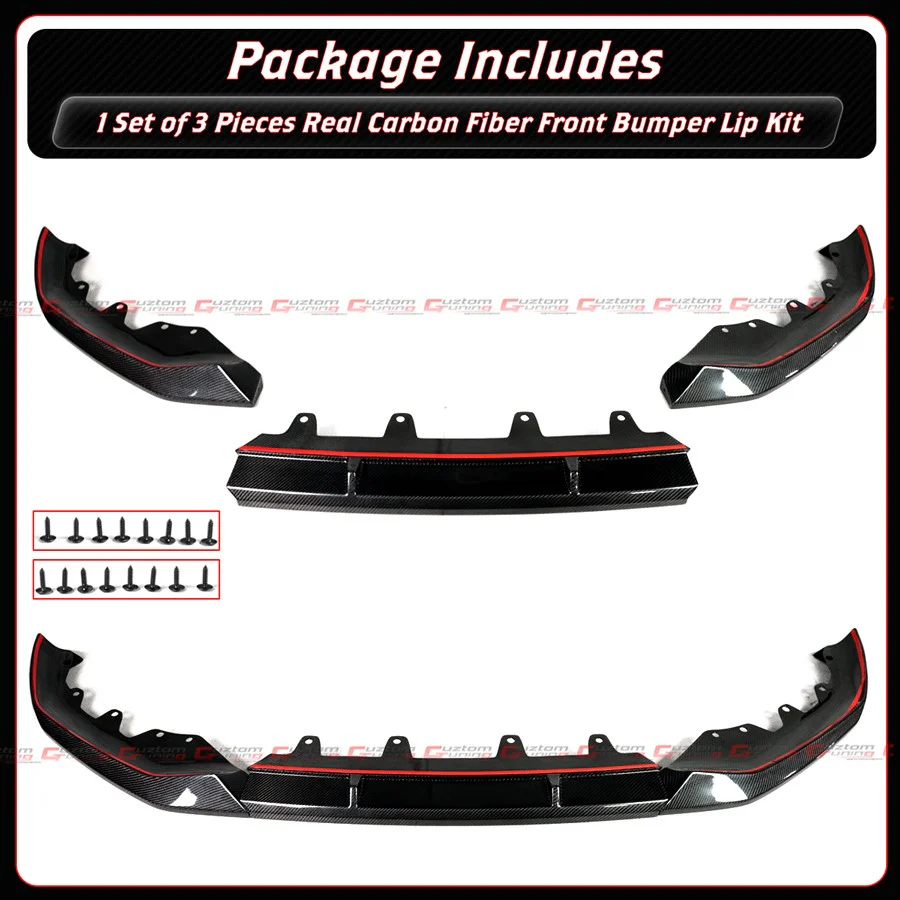 For 2021-2023 BMW G30 530i 540i M550i Real Carbon Fiber Front Bumper Lip Splitter - Image 2
