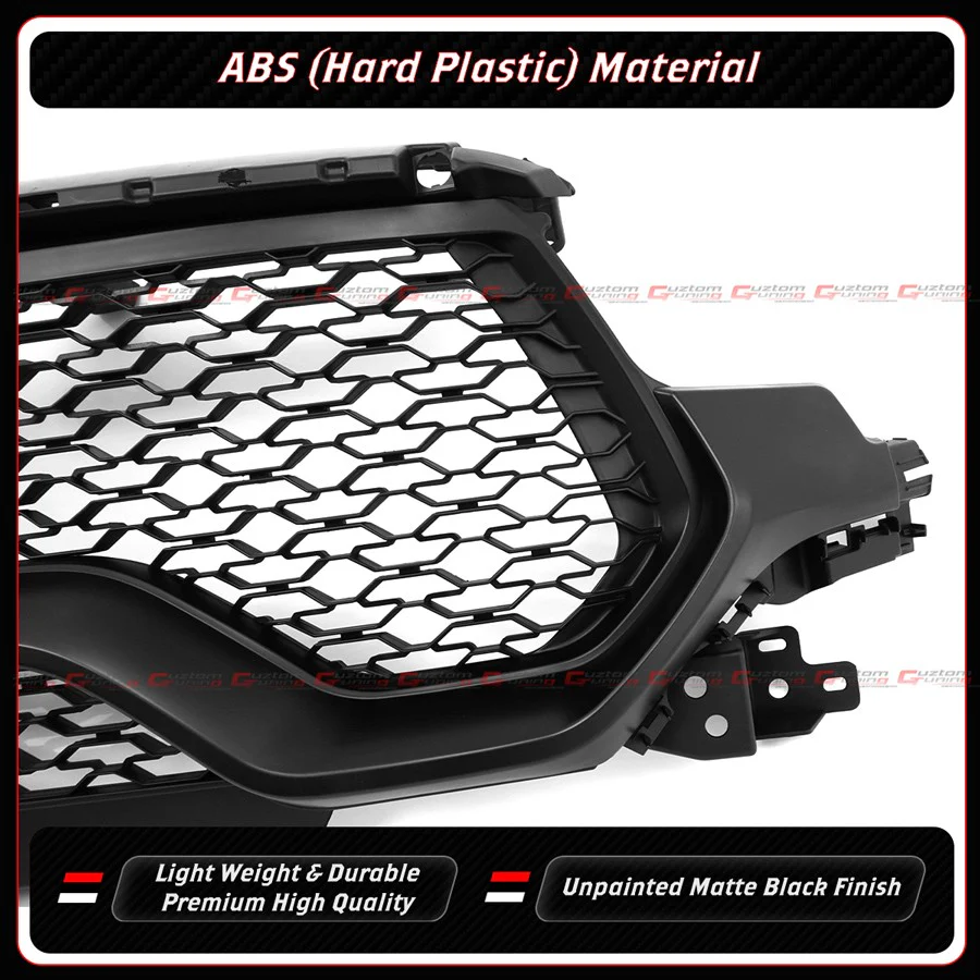 For 2021-2024 RAM 1500 TRX Emblemless Matte Black Front Upper Grille w/ LED DRL Light Bar - Image 7