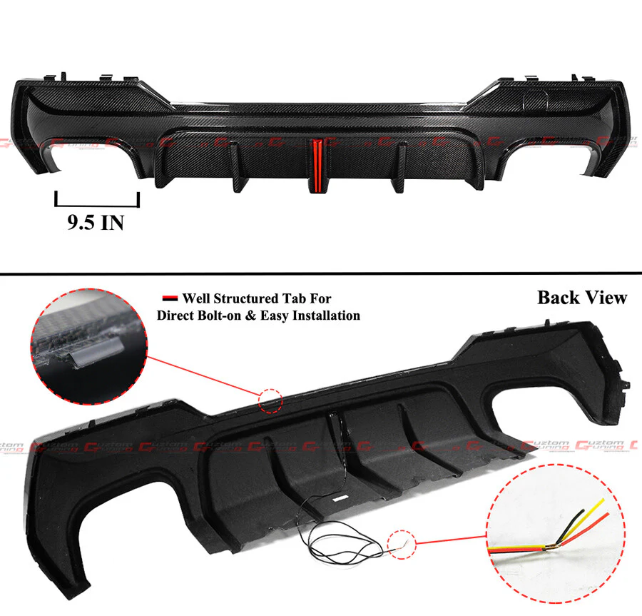 For 2021-2025 BMW G22 G23 430i K Style Carbon Fiber LED Rear Diffuser+Side Extension - Image 3