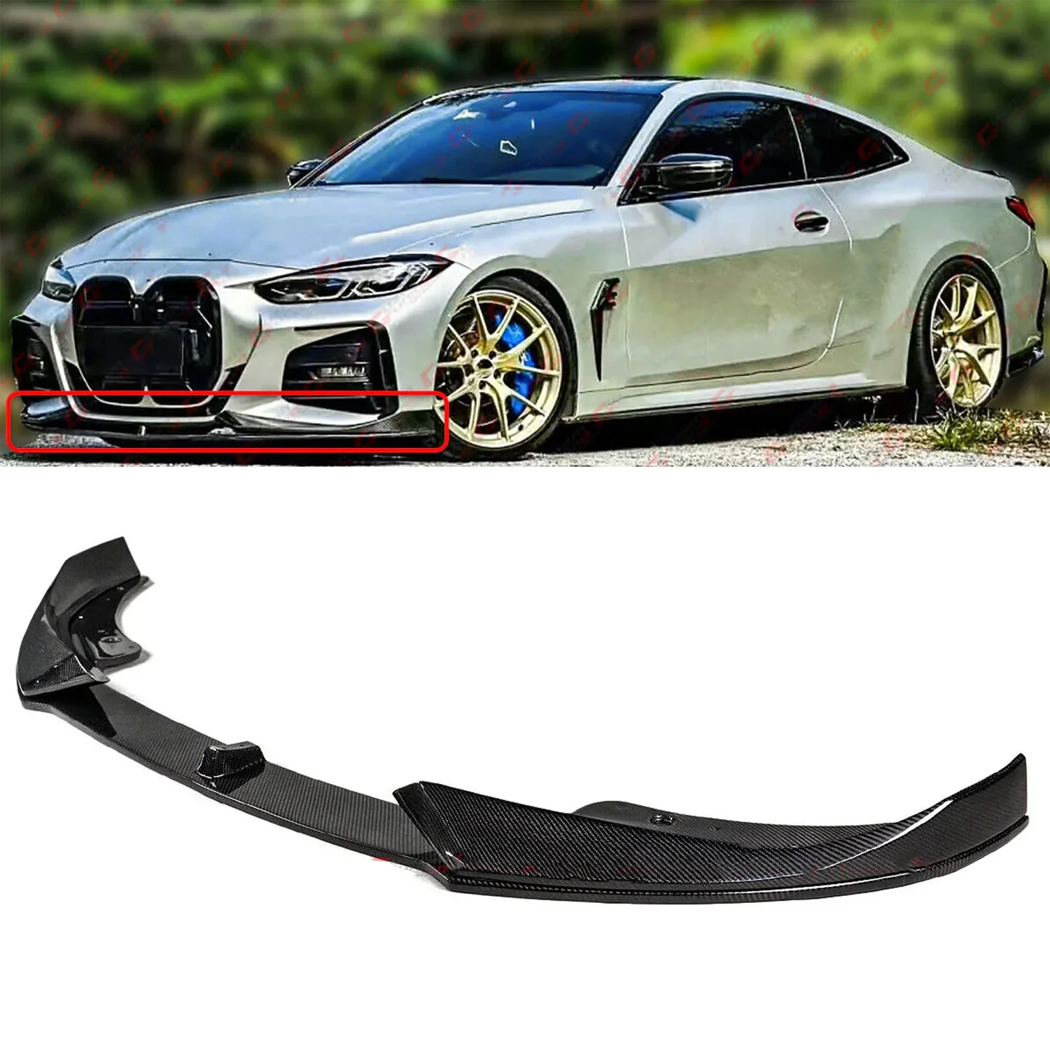 For 2021-2026 BMW G22 G23 430i M440i AC Style Carbon Fiber Front Bumper Lip Splitter