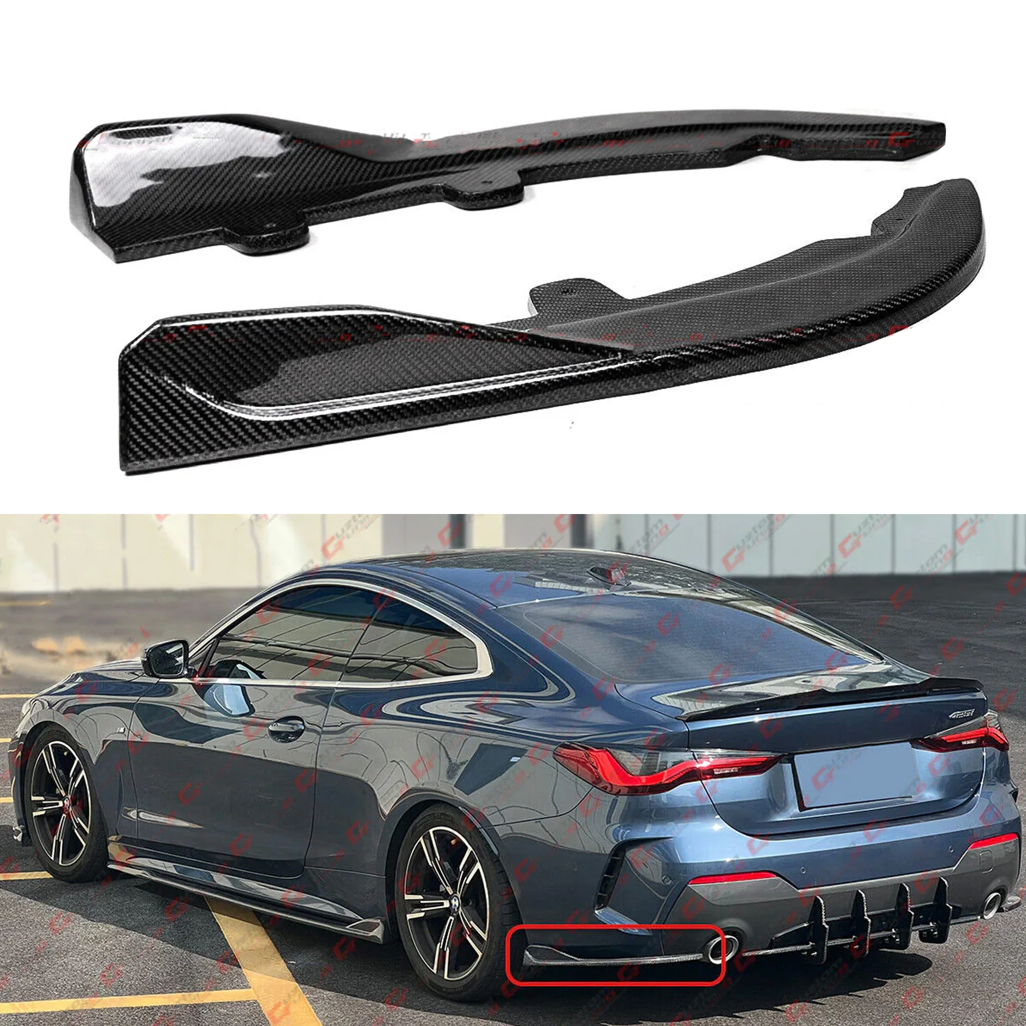 For 2021-2025 BMW G22 G23 430i M440i Coupe Real Carbon Fiber Rear Bumper Extension