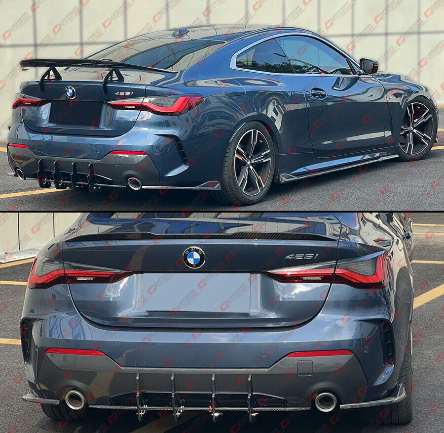 For 2021-2025 BMW G22 G23 430i M440i Coupe Real Carbon Fiber Rear Bumper Extension - Image 4