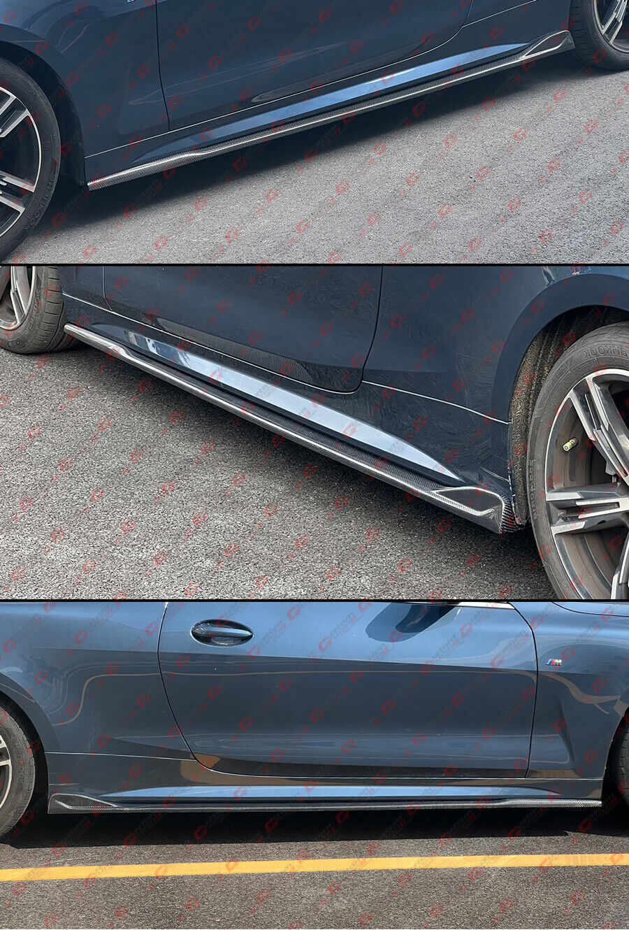 For 2021-2025 BMW G22 G23 430i M440i Coupe Real Carbon Fiber Side Skirt Extension - Image 2