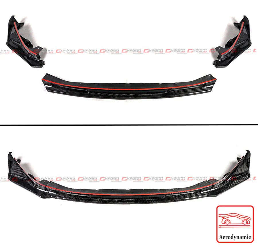 For 2021-2025 BMW G80 M3 G82 G83 M4 Carbon Fiber 3PCS Front Lip + Aero Canard Fin Set - Image 2