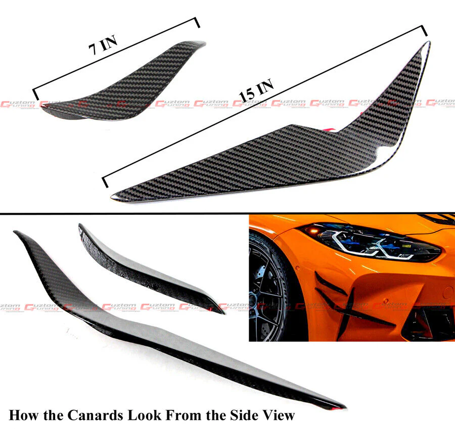 For 2021-2025 BMW G80 M3 G82 G83 M4 Carbon Fiber 3PCS Front Lip + Aero Canard Fin Set - Image 7