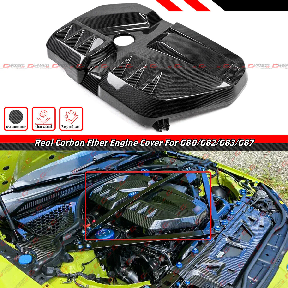 For 2021-2025 BMW G8X M2 G87 M3 G80 M4 G82 G83 Prepreg Dry Carbon Fiber Engine Cover Replacement