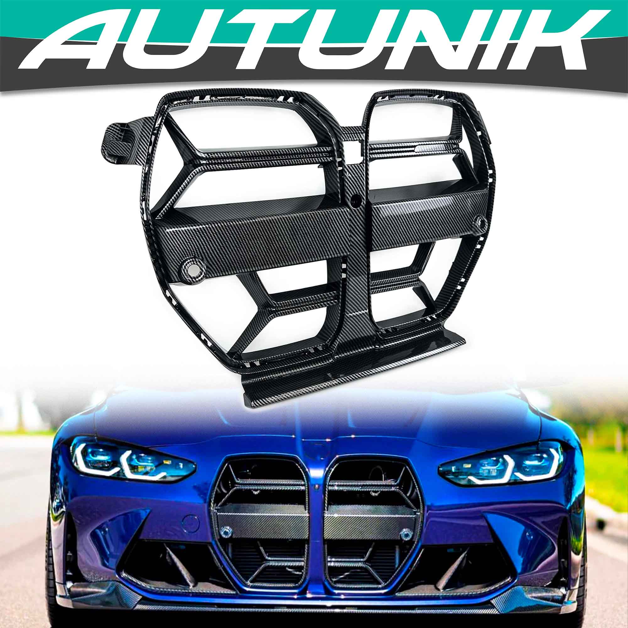 For BMW M3 G80 M4 G82 G83 2021-26 Carbon Fiber ABS CSL Style Front Upper Nose Grille