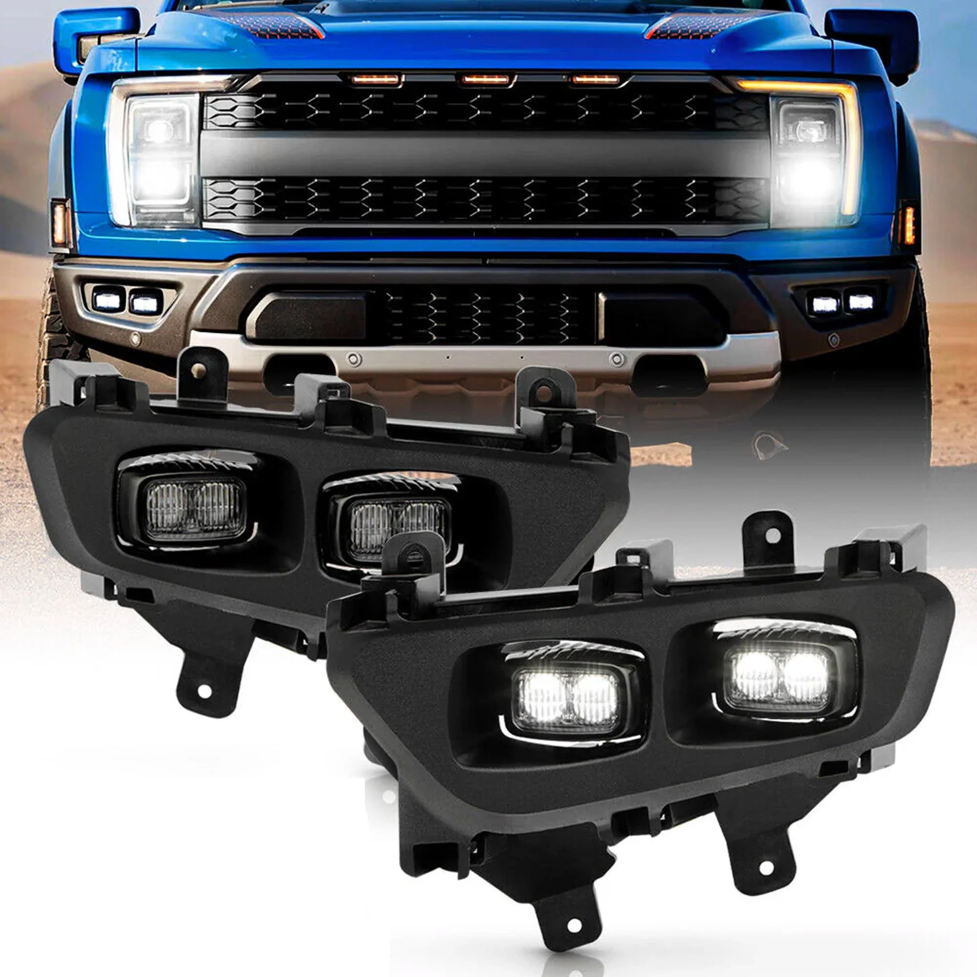 Front Bumper Driving Lamps LED Fog Lights w/ Switch for Ford F-150 Raptor 2021-2024 2025 - Image 2
