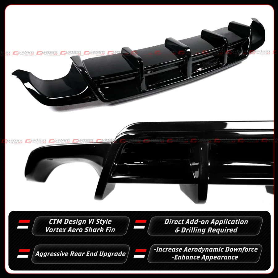 For 2021-2025 Lexus IS300 IS350 CTM Design V1 Gloss Black Rear Bumper Diffuser - Image 5