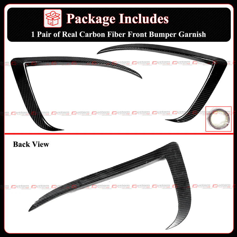 For 2021-2025 Tesla Model S Full Carbon Fiber Front Bumper Fog Light Garnish Trim - Image 3