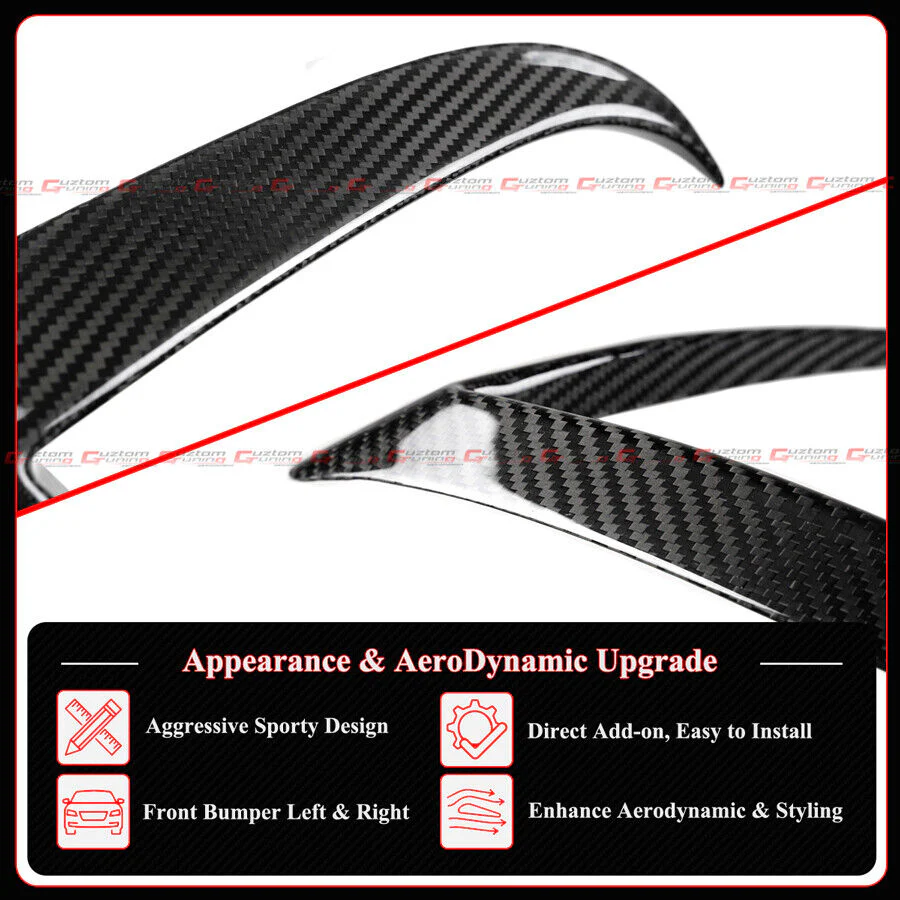 For 2021-2025 Tesla Model S Full Carbon Fiber Front Bumper Fog Light Garnish Trim - Image 4