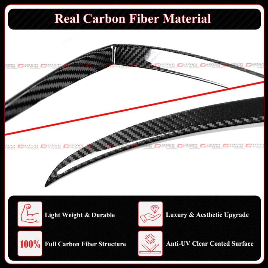 For 2021-2025 Tesla Model S Full Carbon Fiber Front Bumper Fog Light Garnish Trim - Image 5