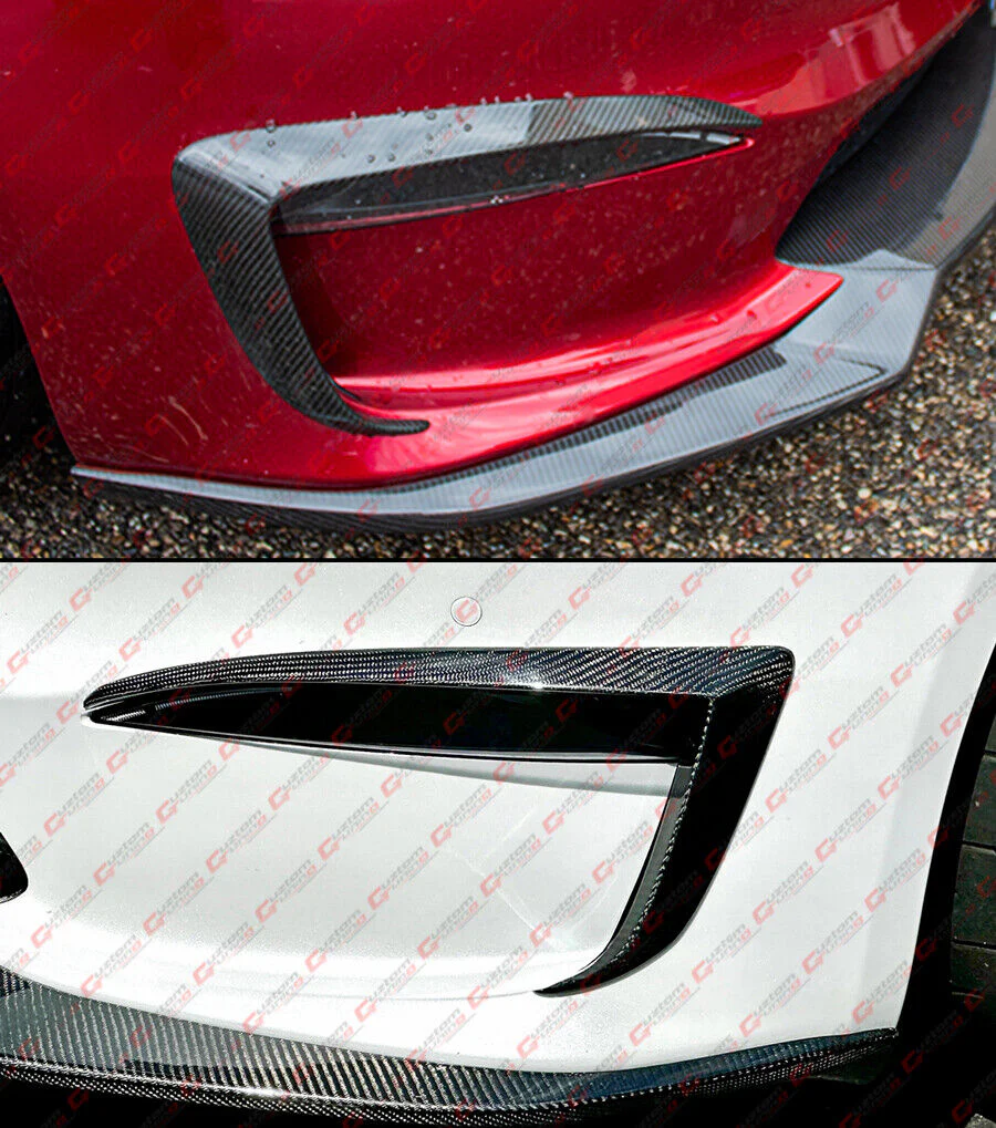 For 2021-2025 Tesla Model S Full Carbon Fiber Front Bumper Fog Light Garnish Trim - Image 9