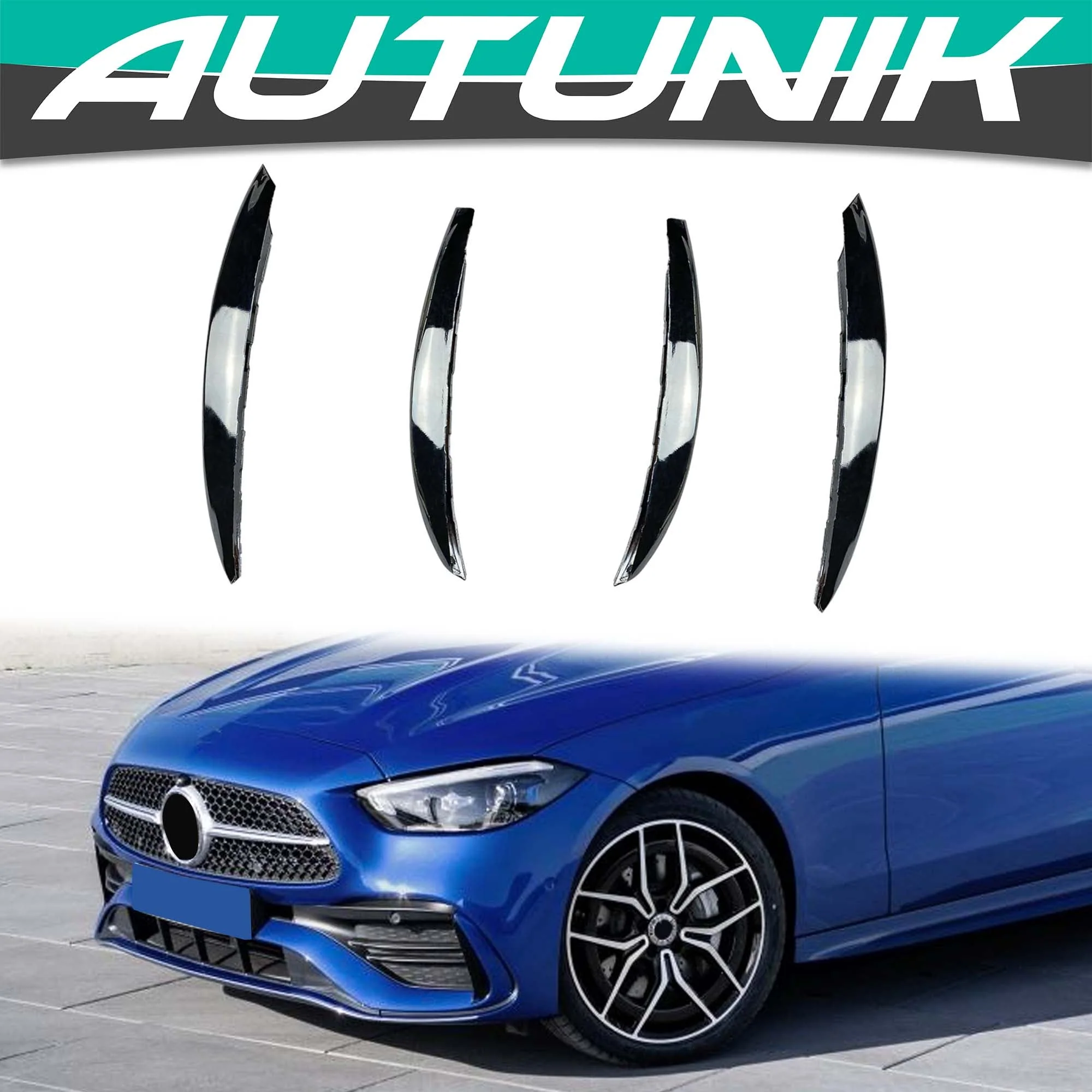 For 2022-2023 Mercedes C W206 S206 AMG Package Chrome Front Fog Light Lamp Cover Trim