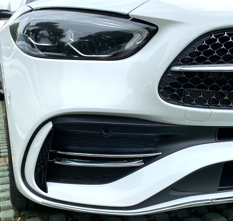 For 2022-2023 Mercedes C W206 S206 AMG Package Chrome Front Fog Light Lamp Cover Trim - Image 2