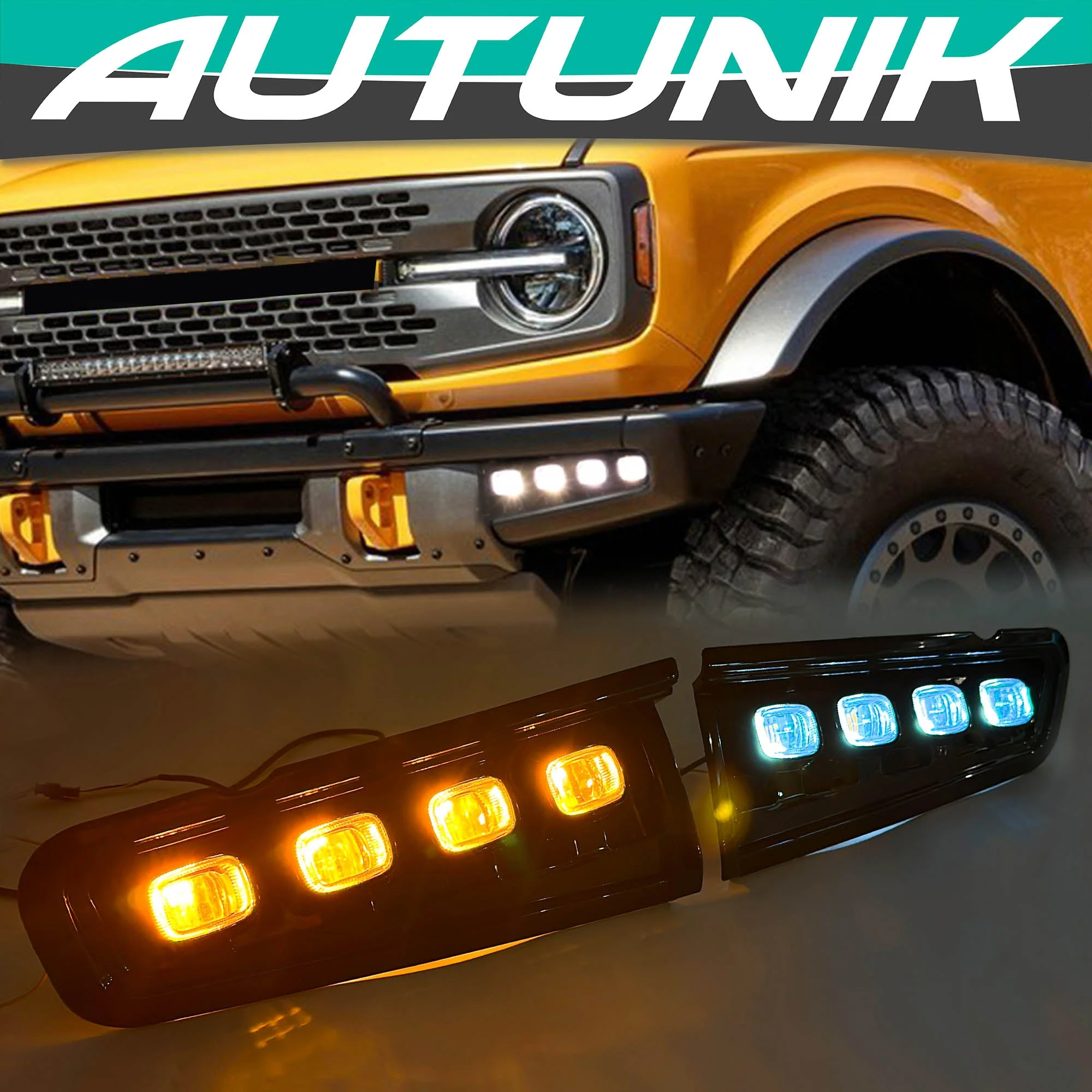 LED Fog Light For Ford Bronco Raptor 2021-23 Front Bumper Lamp Running Light DRL