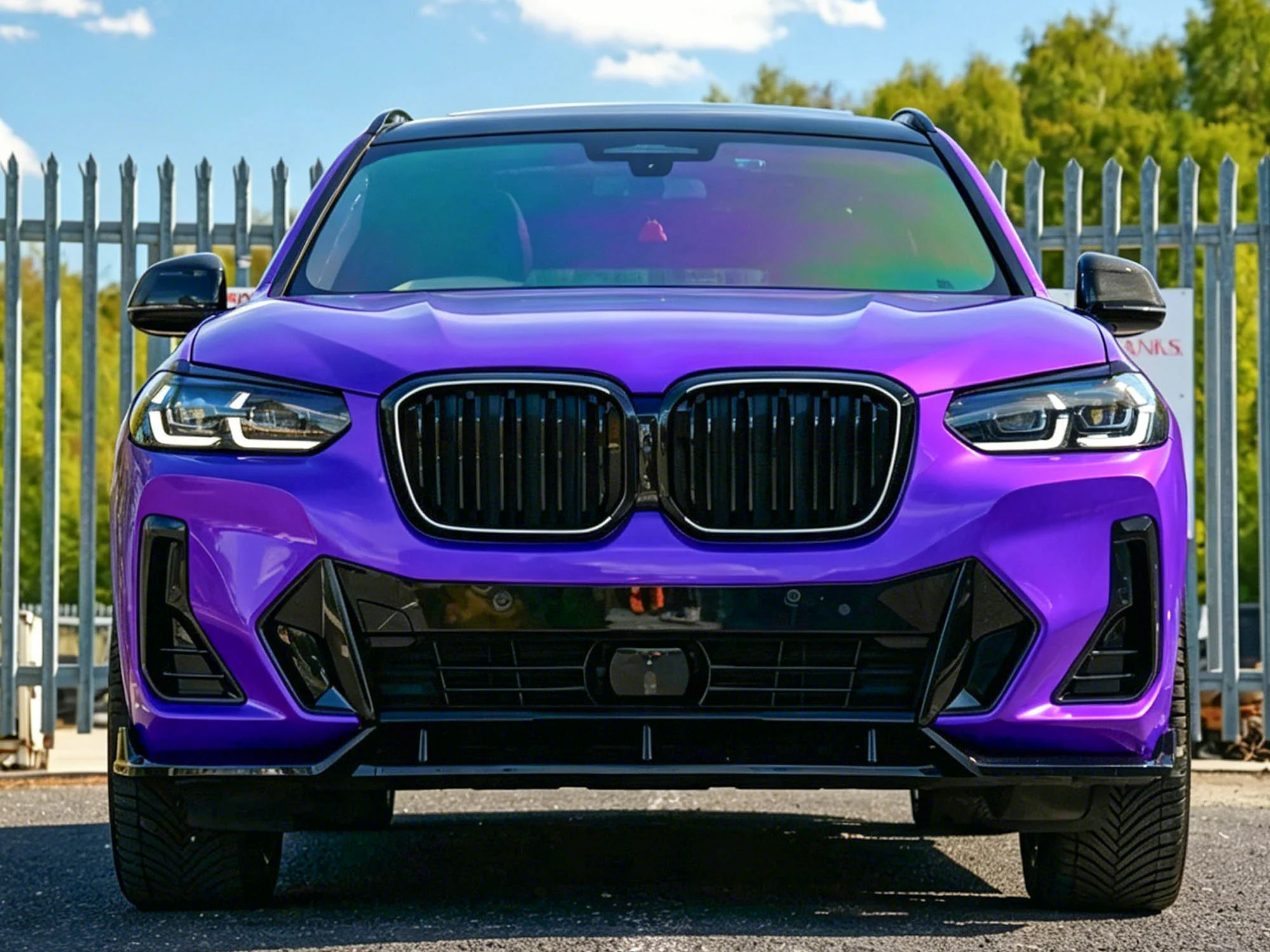 For 2022-2024 BMW X3 X4 G01 G02 W/LED Dual Line Front Kidney Grille Gloss Black - Image 3