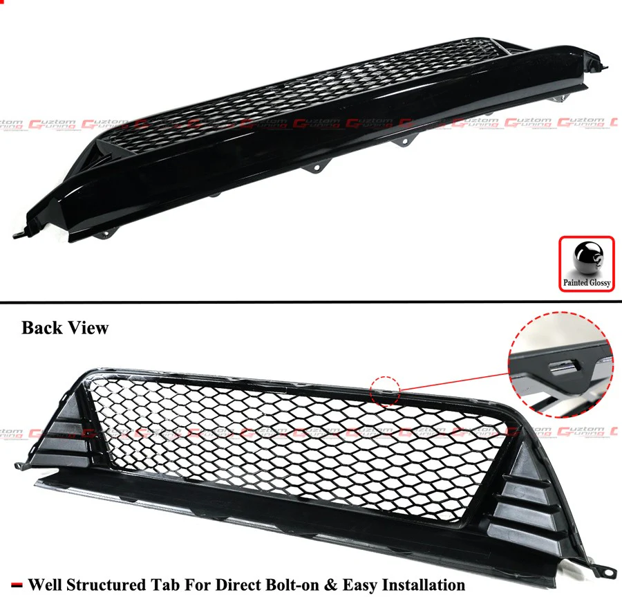 For 2022-2024 Honda Civic Gloss Black Front Lower Grill + Fog Light Bezel Cover Replacement - Image 4