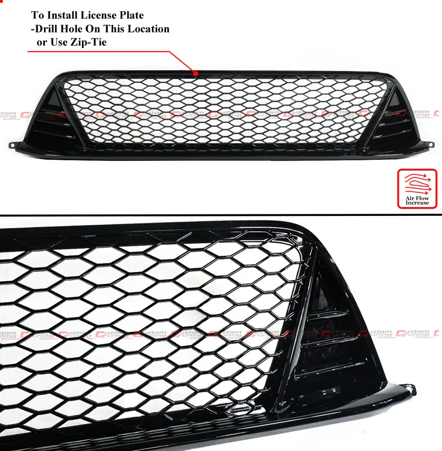For 2022-2024 Honda Civic Gloss Black Front Lower Grill + Fog Light Bezel Cover Replacement - Image 5