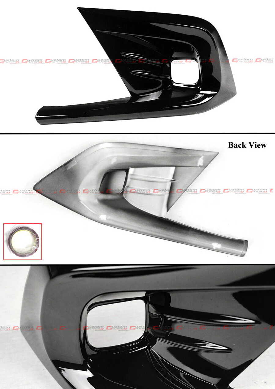For 2022-2024 Honda Civic Gloss Black Type-R Style Honeycomb Front Lower Grill + Fog Light Bezel Cover - Image 4